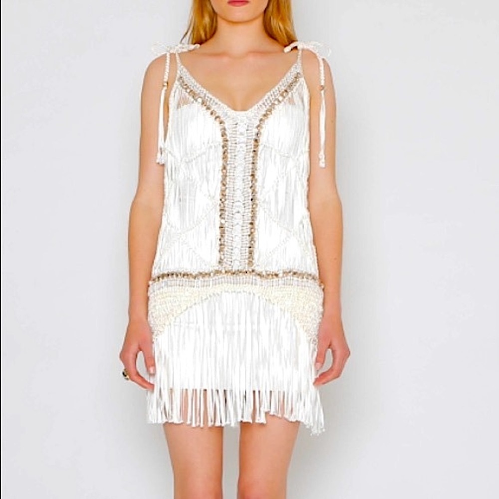 NEW IXIAH x Free People Sombre Crochet Beaded Sequin Dress white Small MED NWT - Picture 5 of 16